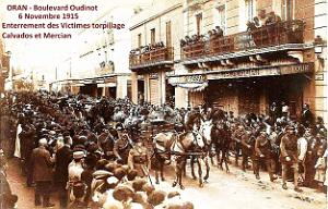 1451- Oran - Bd Oudinot - 6 nov. 1915- Enterrement victimes torpillage Calvados et Mercian